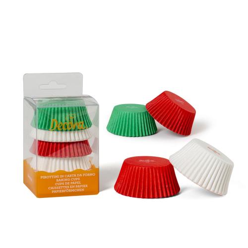 Papilotki Papierowe BIAŁO CZERWONO ZIELONE 50x32 mm DECORA  75 szt 