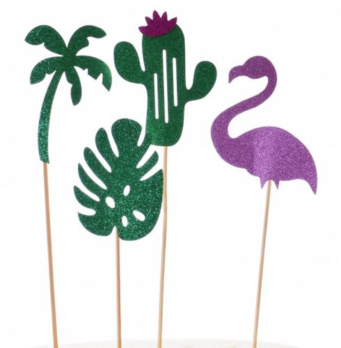Toppery do tortu TROPIKI FLAMINGI zestaw  4el