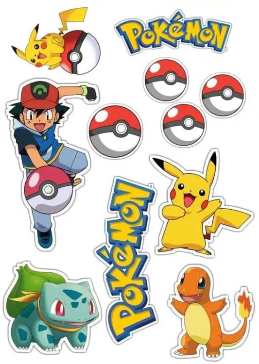 Pokemony na opłatku tortowym