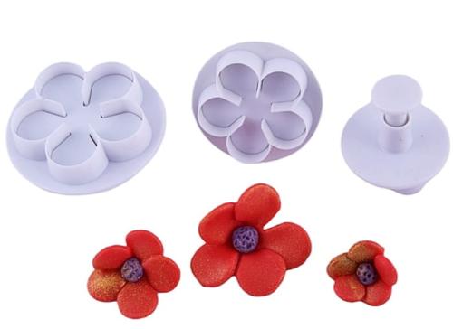 Wycinarka z tłoczkiem  KWIATUSZKI  wykrawacz foremka  3szt