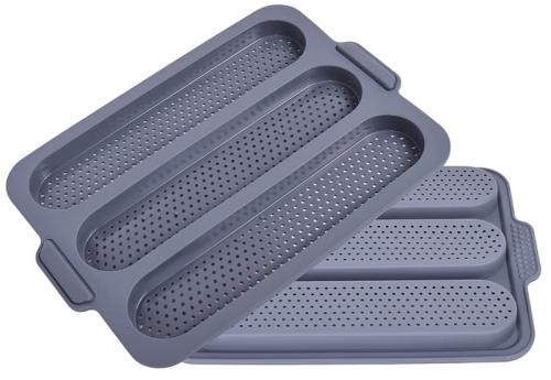 Forma silikonowa do pieczenia bagietek bułek perforowana 3 gniazda-9f11179935077cc19dd54f3887332d79