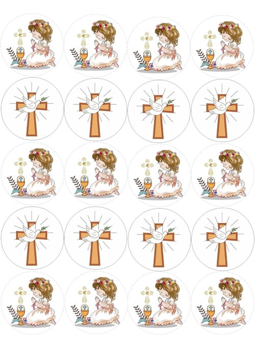 Opłatek na muffiny ciasteczka PIERWSZA KOMUNIA ŚWIĘTA DZIEWCZYNKA wz8-5e153760d1e2b9a31d6f0bf1a04c95c8
