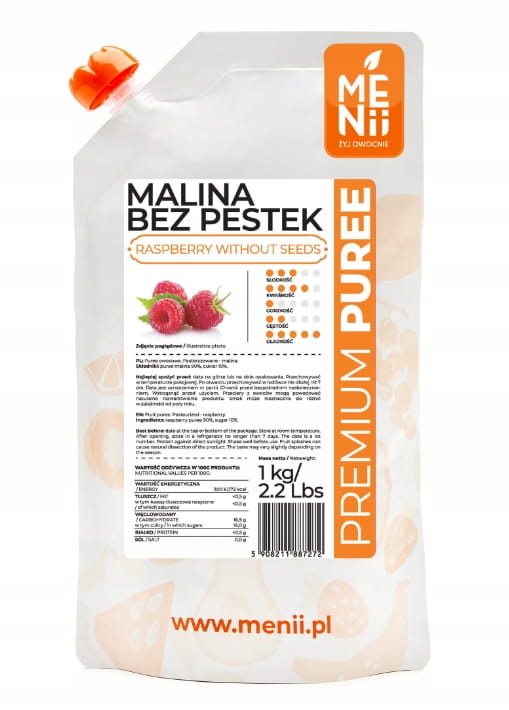 Pulpa owocowa MALINA  1kg PremiumPuree MENii-1a1162c9fd1ea48058147e6ec3646a22