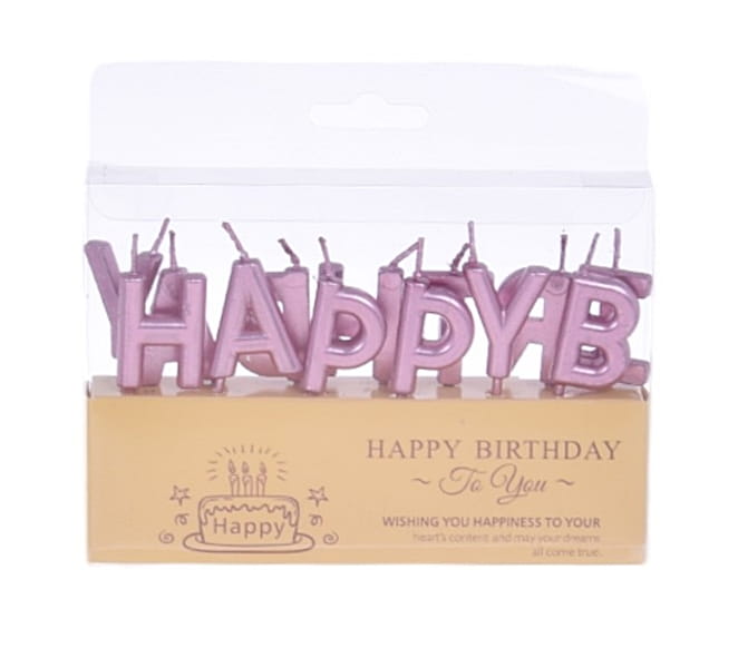 Świeczki urodzinowe na tort napis HAPPY BIRTHDAY różowe złoto 13szt-36ceba6a3d39add0deb3eac3d9885182