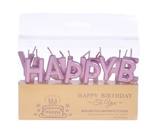 Świeczki urodzinowe na tort napis HAPPY BIRTHDAY różowe złoto 13szt-36ceba6a3d39add0deb3eac3d9885182
