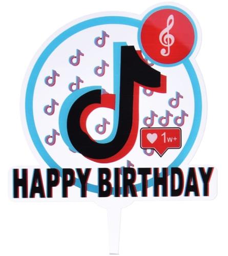 Topper na tort akrylowy Happy Birthday TIK TOK wz2-307c98c007d705d8a6c040f1ef42d4e0