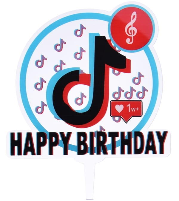 Topper na tort akrylowy Happy Birthday TIK TOK wz2-307c98c007d705d8a6c040f1ef42d4e0