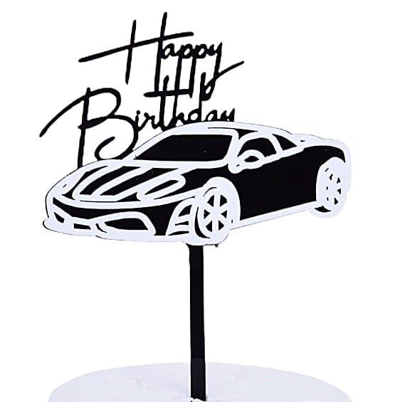 Topper akrylowy na tort Happy Birthday SAMOCHÓD AUTO-c8b4dd25f9013ac3c8ee965c3cf3bb14