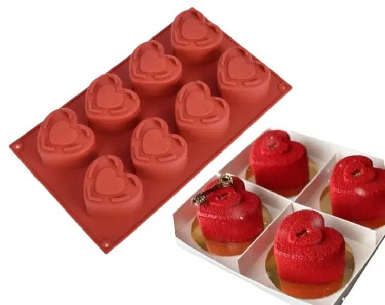 Forma silikonowa do monoporcji SERCE  SERCA 3D z dziurką od klucza 8GN-021c295026f1c6830e45bc868b50f616
