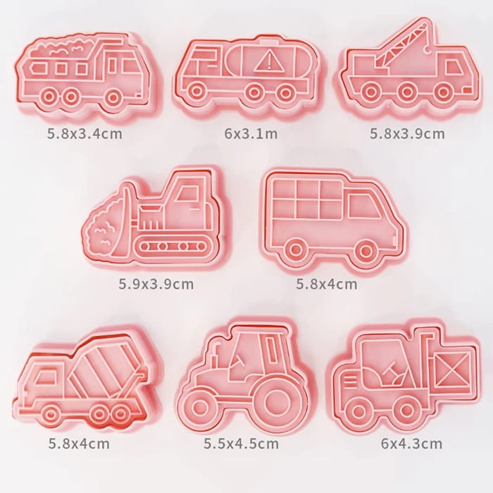 Wykrawacze ze Stemplem POJAZDY  MSZYNY BUDOWLANE  foremki 8szt-1baf7bb84ea67f6a0233060dcad37fed