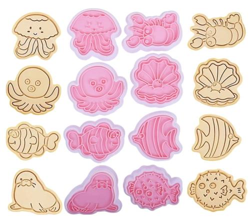 Wykrawacze ze Stemplem ZWIERZĄTKA MORSKIE MORZE RYBY foremki 8szt