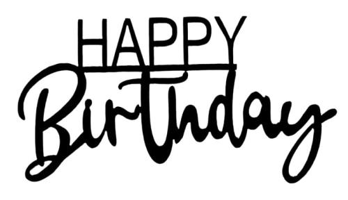Topper akrylowy na bok tortu Happy Birthday Czarny wz2