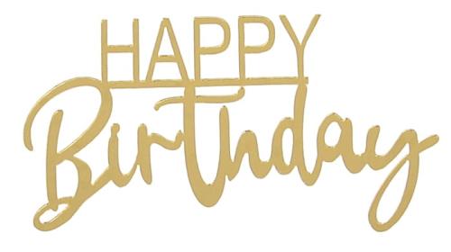 Topper akrylowy na bok tortu Happy Birthday Złoty wz2