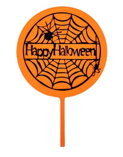 Topper akrylowy na tort HAPPY HALLOWEEN wz3 pajęczyna-765d5a7a0f0870abb6aee9d1323c18ae