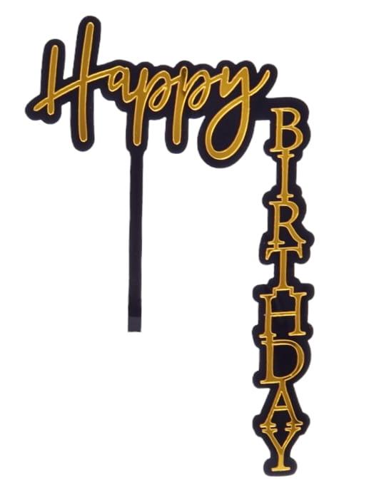 Topper akrylowy XL Happy Birthday Czarno Złoty 90st-18ce66a8d27ce8aa2c60516d18ecaff8