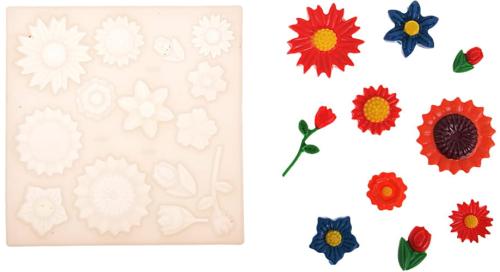 Forma silikonowa do masy cukrowej KWIATY 14gn KWIATKI