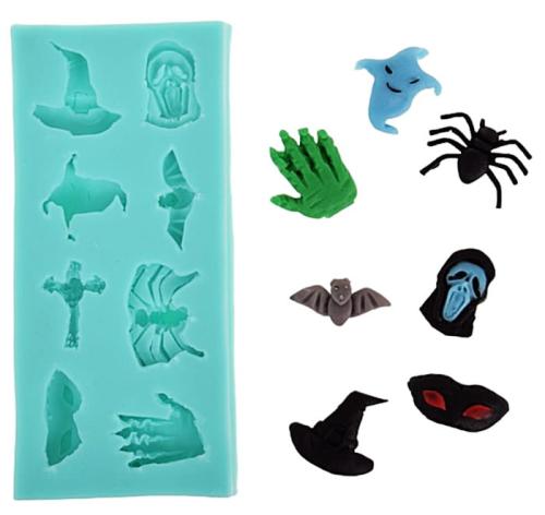Forma silikonowa do masy cukrowej Halloween duszek pająk nietoperz