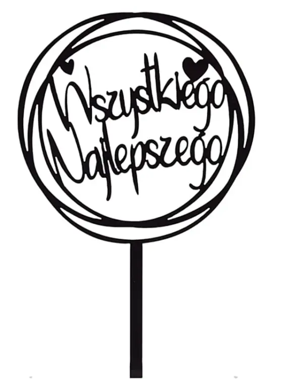Topper akrylowy  na tort  WSZYSTKIEGO NAJLEPSZEGO czarny koło-c34bf5a9d93dee6954480e44060814d7