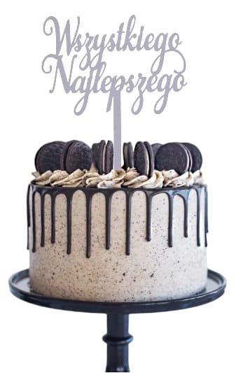 Topper na tort WSZYSTKIEGO NAJLEPSZEGO akrylowy srebrny-5d79779286c5e26bf86a6cd781adc979