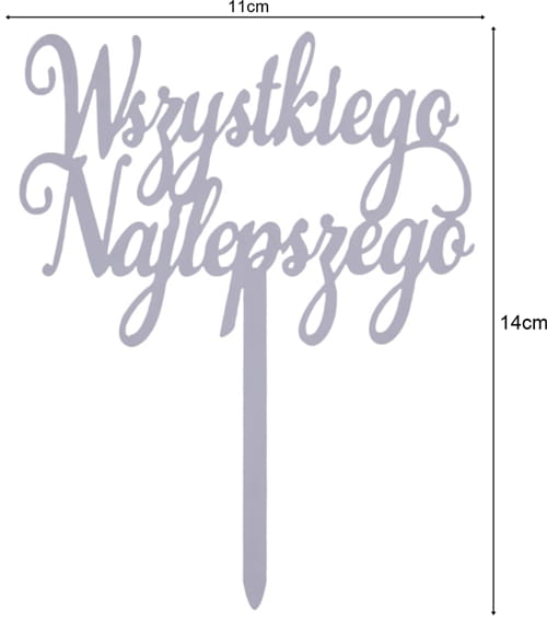 Topper na tort WSZYSTKIEGO NAJLEPSZEGO akrylowy srebrny-73f9fd02dc2cd9749b80c735834a1d02