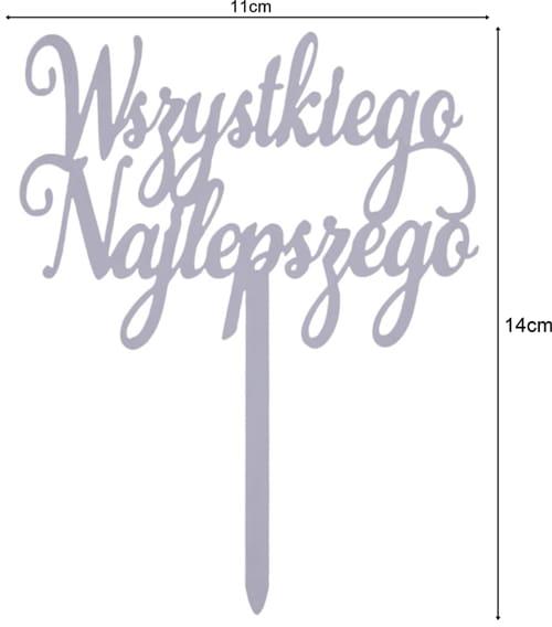 Topper na tort WSZYSTKIEGO NAJLEPSZEGO akrylowy srebrny-73f9fd02dc2cd9749b80c735834a1d02