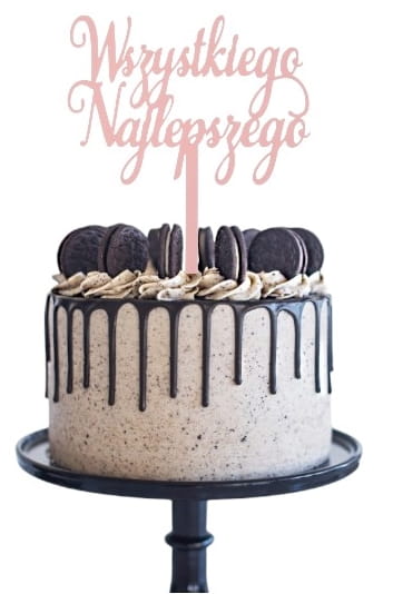 Topper na tort WSZYSTKIEGO NAJLEPSZEGO akrylowy różowy-439d4140085e4156f07b38d2e39f65a8