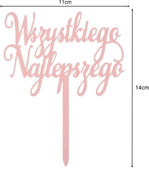 Topper na tort WSZYSTKIEGO NAJLEPSZEGO akrylowy różowy-a856da42f6f7895cdbbd677fb835a68c