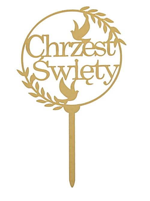 Topper na tort CHRZEST ŚWIĘTY akrylowy złoty wz1-abea213ff2ca04db77a7b97182d81119