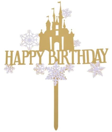 Topper na tort Happy Birthday Zamek złoty akrylowy-f8bd221ee09d6ead5ed1a82d3dbb5633
