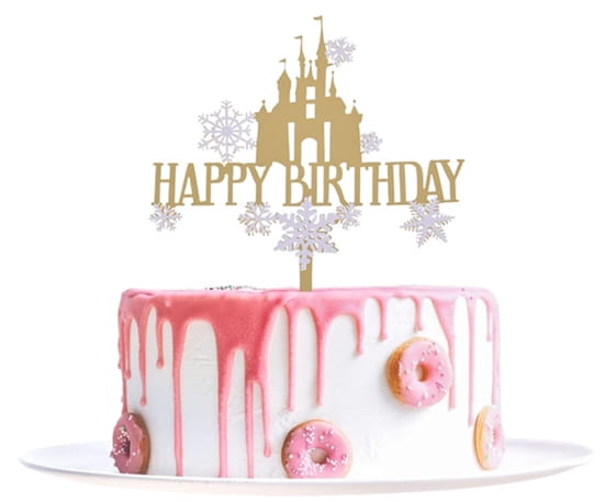 Topper na tort Happy Birthday Zamek złoty akrylowy-c0022a85ef3a33bb4267ee0ec4fd49be