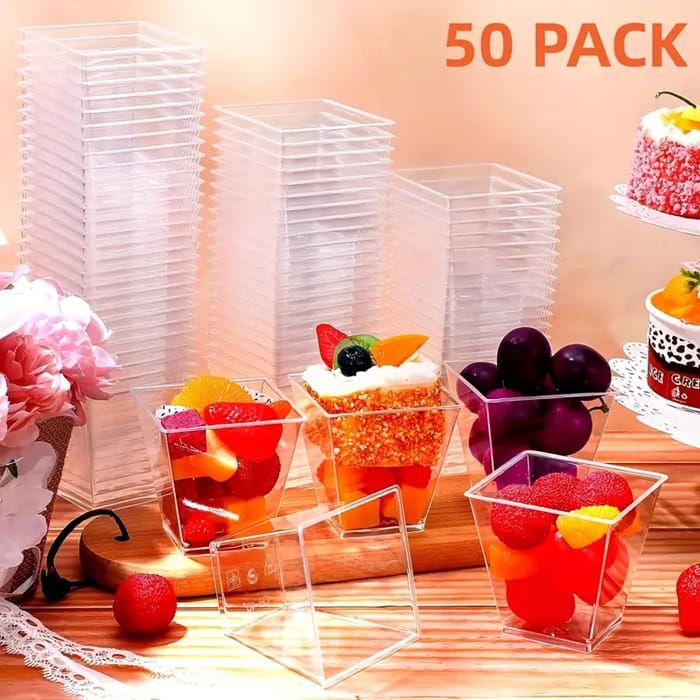 Pucharki Kwadratowe do deserów 60ml 50szt na przekąski desery pojemniki-b59379cb073fdc2391f351c5acfc83d4