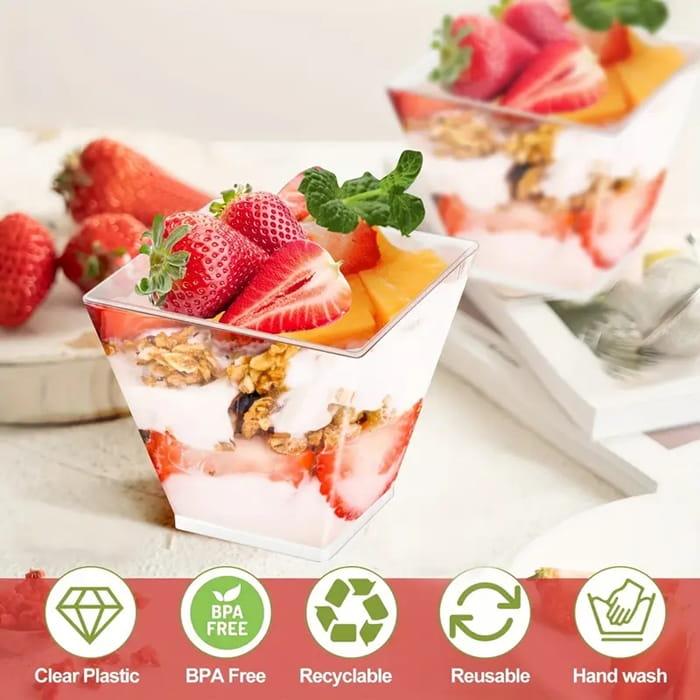 Pucharki Kwadratowe do deserów 120ml 50szt na przekąski desery pojemniki-da727ee63eca7d14472b3b6863beb912