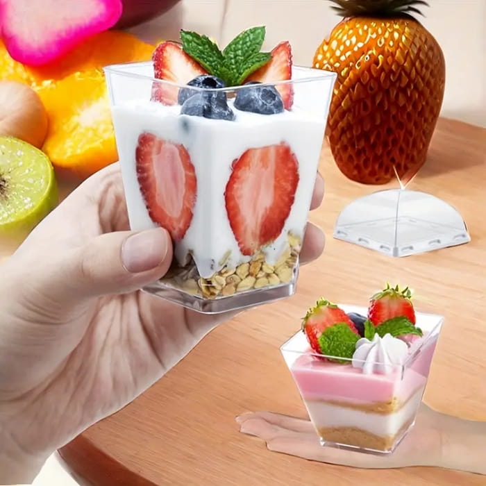 Pucharki Kwadratowe do deserów 150ml 50szt na przekąski desery pojemniki-d3217029509857fcd8c29800cc06c063