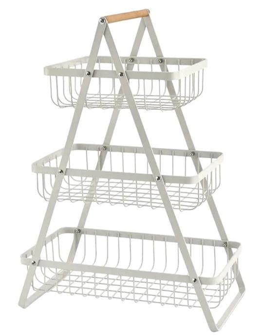 Patera Koszyk TRZYPOZIOMOWY na owoce warzywa metalowy biały 3 poziomy-5d3471a85e5584b0739af0d28064a556