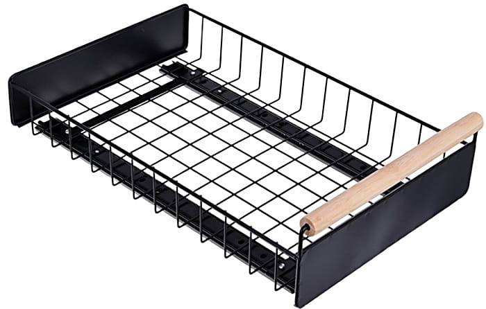 Metalowy organizer kuchenny łazienkowy wysuwany szuflada czarny 38x24x9cm-de2d85ecc0b89ad3390f3190f6d4dacb
