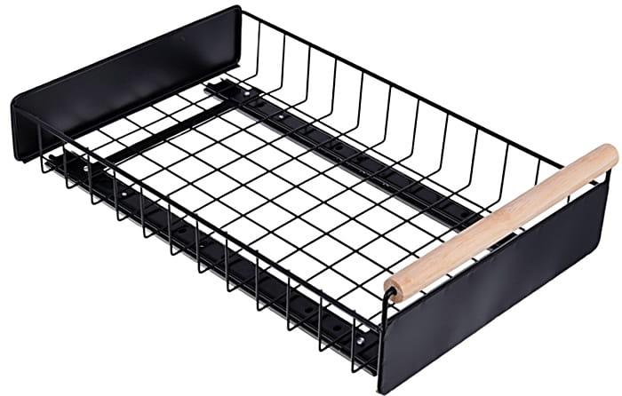 Metalowy organizer kuchenny łazienkowy wysuwany szuflada czarny 38x24x9cm-de2d85ecc0b89ad3390f3190f6d4dacb