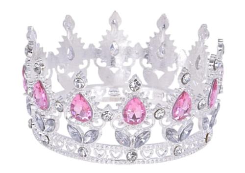 Ozdoba na tort KORONA srebrno różowa topper 8cm-66d86b8cc4b58eaf2df8c2365661d156