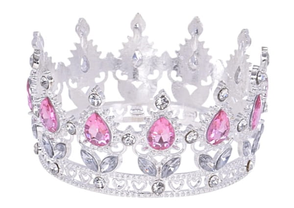 Ozdoba na tort KORONA srebrno różowa topper 8cm-66d86b8cc4b58eaf2df8c2365661d156