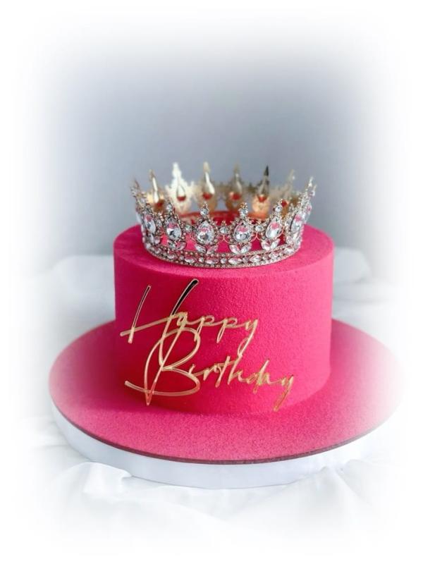 Ozdoba na tort KORONA złoto różowa topper 8cm-6e3aa92a03dab644d9d7e372594a562a