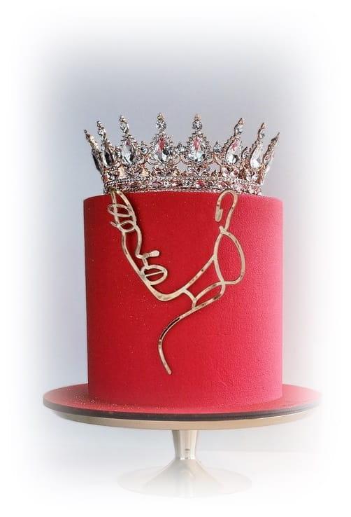 Ozdoba na tort KORONA złoto różowa topper 8cm-bbdb608888c83c161aa4f8dd13fcb4c8
