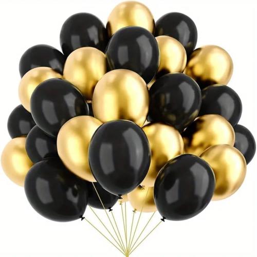 Balony urodzinowe metaliczne złote i czarne 30cm 100szt-53f98e3887738874207dcef4e0a877a3