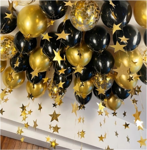 Balony urodzinowe metaliczne złote i czarne 30cm 100szt-66c1fba0fd27929f666bd64cd99e420f