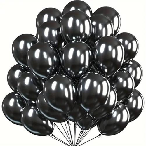 Balony urodzinowe metaliczne czarne 30cm 100szt-c745fa02f6b76d513377439ddaa36408