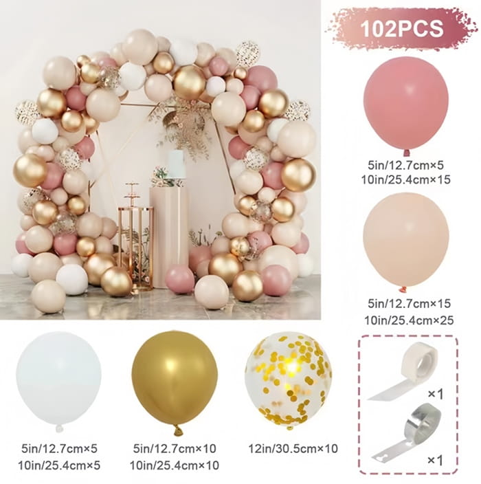 Girlanda balonowa różowo złota zestaw 102szt balony taśma-0f7067527ec9bdd1eb13cbbb1c1be35b