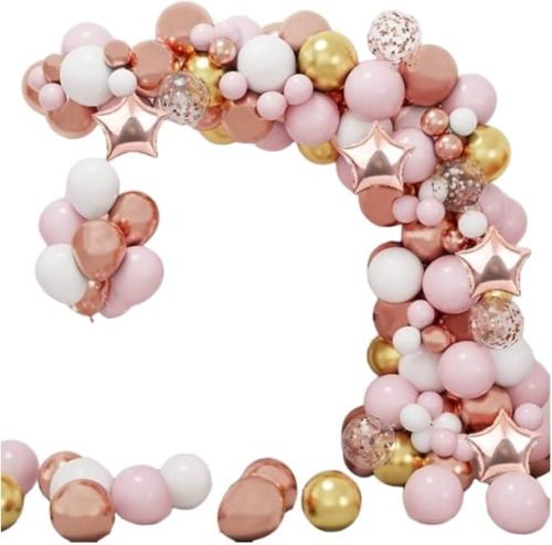 Girlanda balonowa różowo biało złota zestaw 143szt balony taśma-139e7eb4174ea3dbc6d6541036282bde