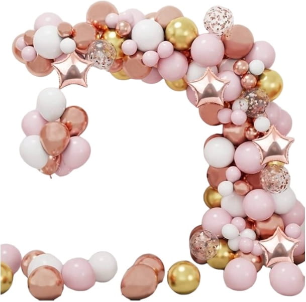 Girlanda balonowa różowo biało złota zestaw 143szt balony taśma-139e7eb4174ea3dbc6d6541036282bde