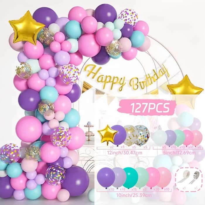 Girlanda balonowa fioletowo różowa zestaw 127szt balony taśma-010f247895c984eebcc2f9d09d188494