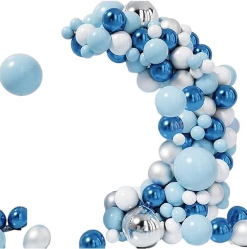 Girlanda balonowa niebiesko biała zestaw 122szt balony taśma-70e61409669b9531905e237ea504c248