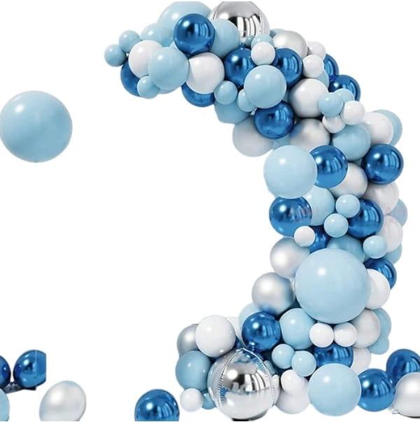 Girlanda balonowa niebiesko biała zestaw 122szt balony taśma-70e61409669b9531905e237ea504c248