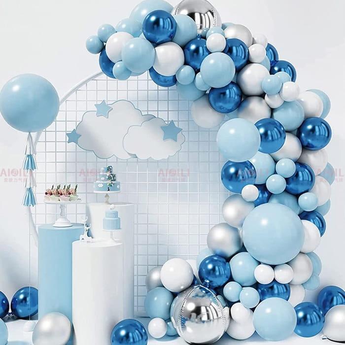 Girlanda balonowa niebiesko biała zestaw 122szt balony taśma-1d629507d95742f731c6e0f905c2aa95